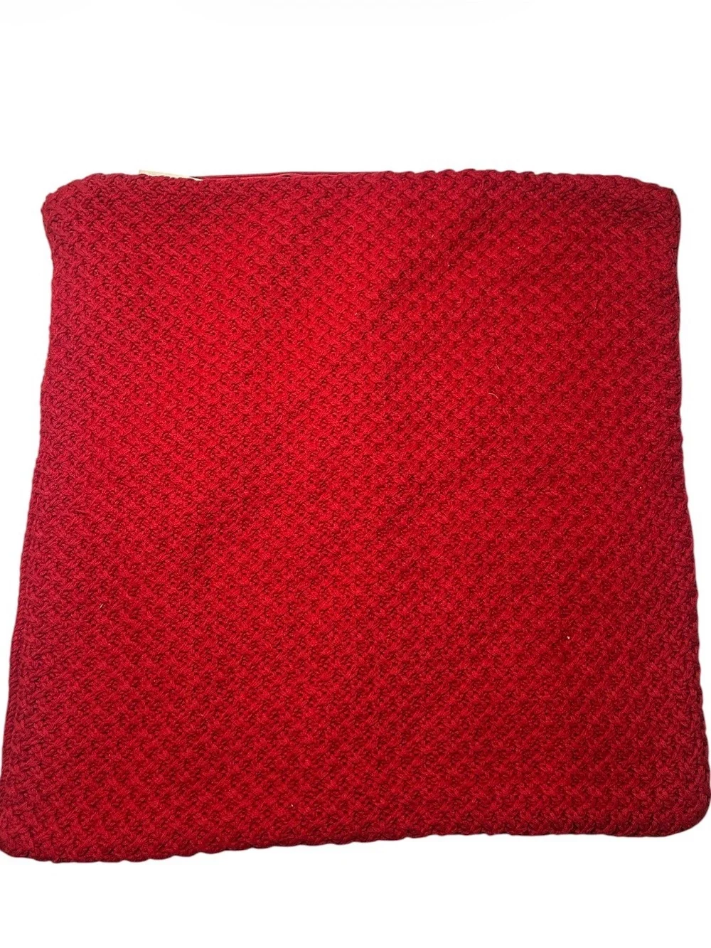 Pottery Barn Red Knit Zip Pillow Case Bedding Home Comfort Relax